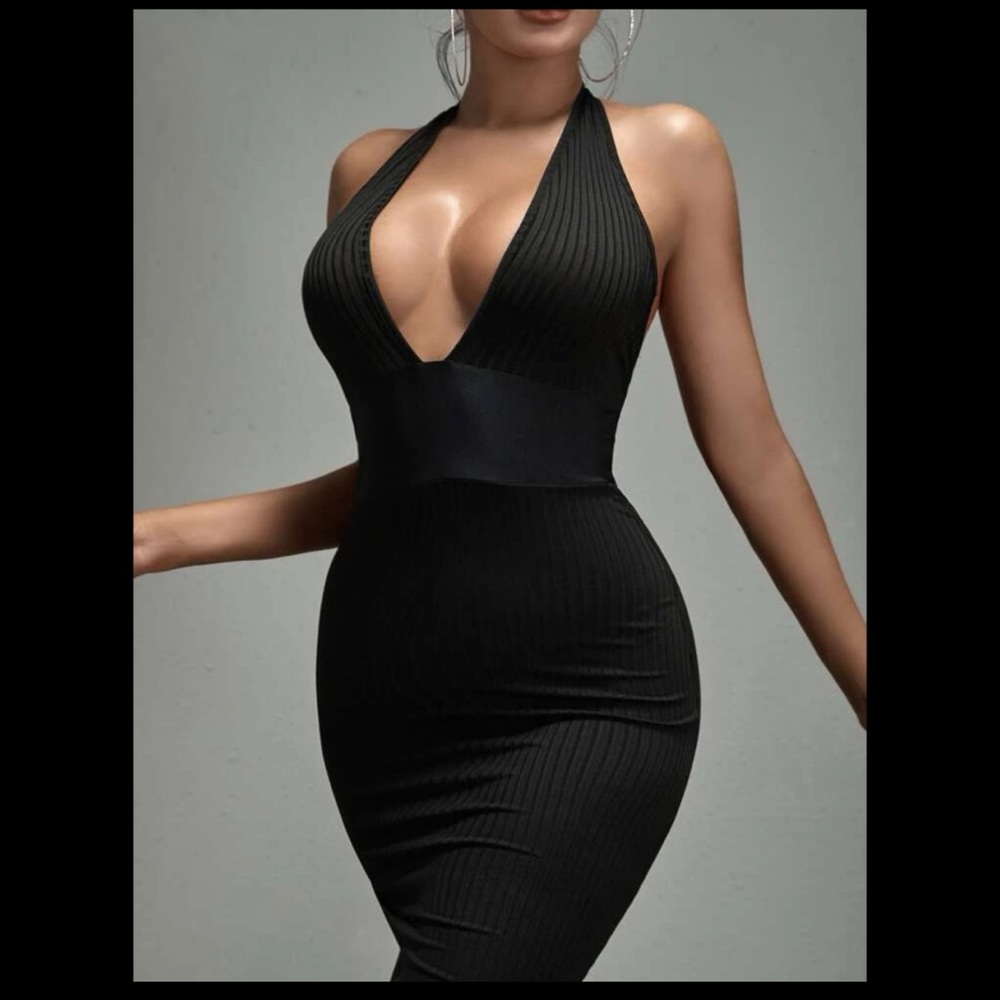SHEIN Black Backless Bodycon Dress